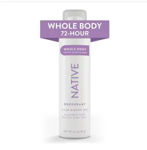 Native Whole Body Deodorant Spray Contains Derived Ingredients, Deodorant for Women & Men | 72 Hour Odor Protection, Aluminum Free with Coconut Oil and Shea Butter | Lilac & White Tea
