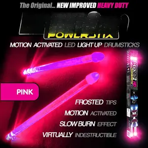 2  HOT , BRIGHT LED LIGHT UP DRUMSTICKS, with fade effect, Set your gig  fire! ( )