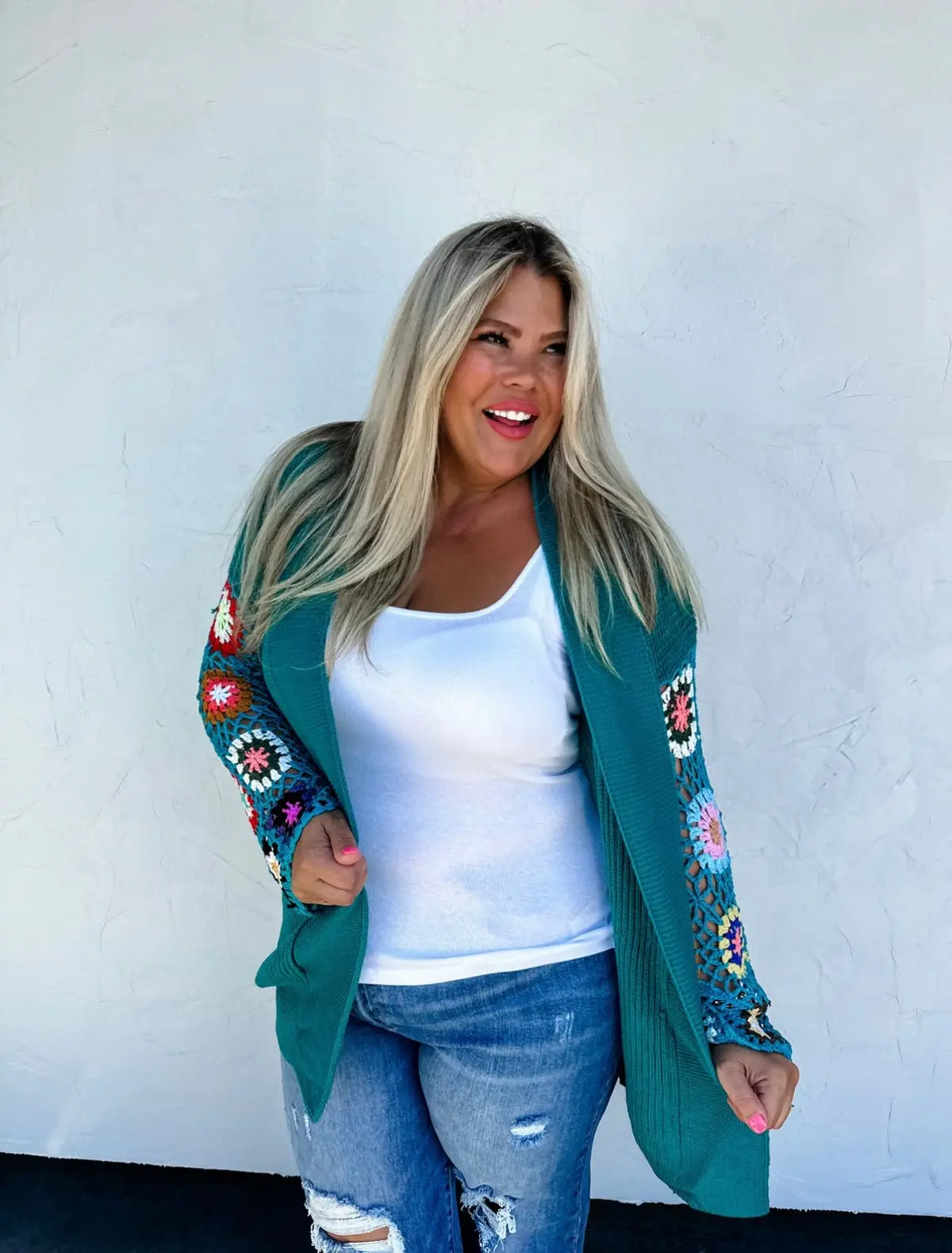 Gypsy Crochet Long Sleeve Fall Granny Square Cardigan