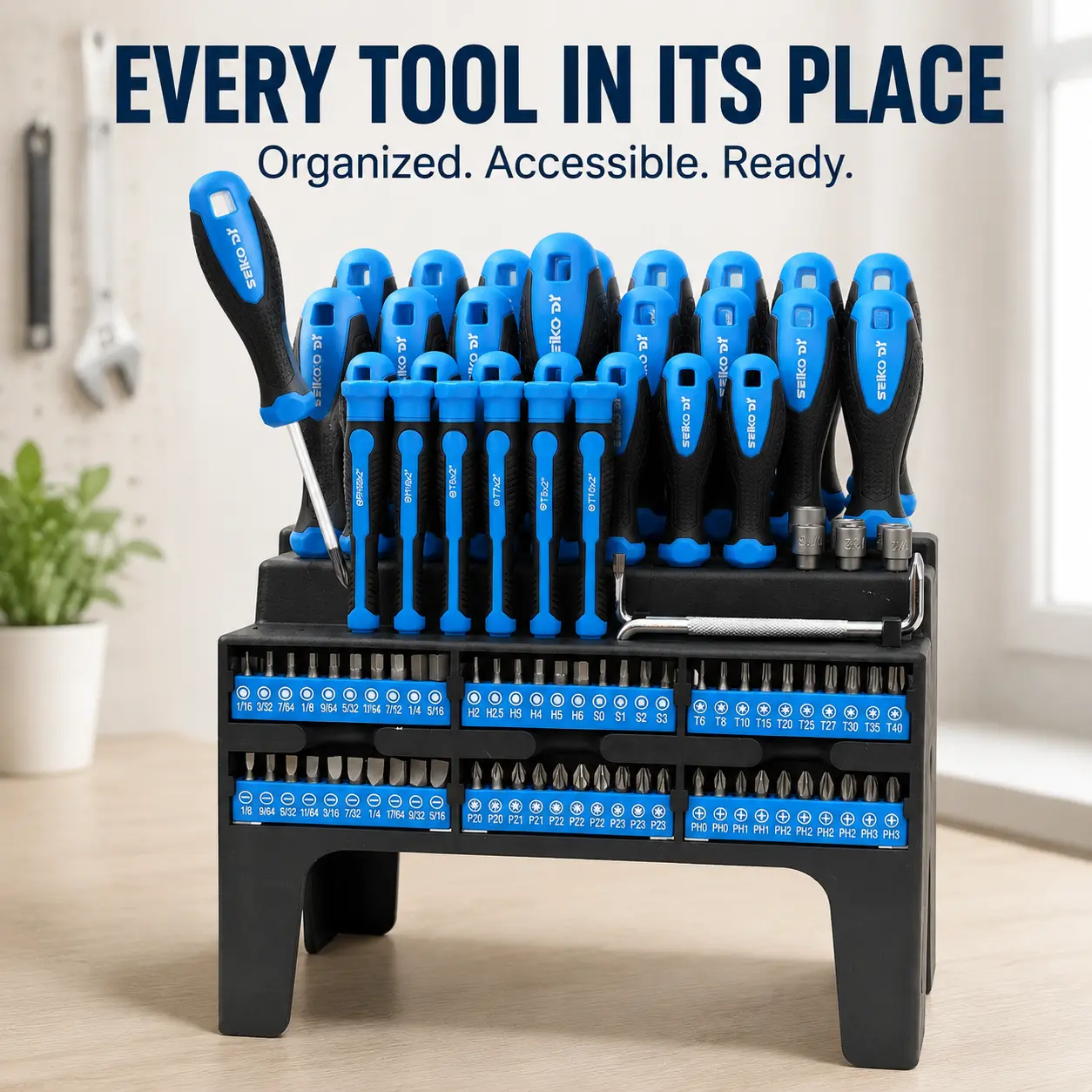 100-Piece Magnetic Ratchet Screwdriver Full Hand Tool Kit, 60 Precise Bits, 6 Hex Nut Drivers, No-Installation Socket Screws, Detachable T-Shaped Ratchet Handle, Heavy-Duty Telescope Hardware for Home Repair, Industrial Use scientific