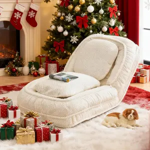 Folding Floor Chair with Back Support - 5 Adjustable Positions, Plush Gaming & Meditation Chair for Lazy Boys, Beige