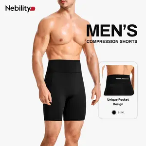 Nebility Compression Shorts for Men Sport Shorts Athletic Workout Running Performance Baselayer Underwear with Side Pockets