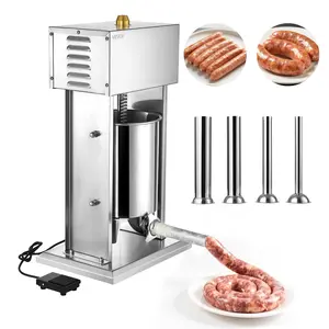 【FathersDayGift】 VEVOR Electric Sausage Stuffer, 22 LBS / 10 L Vertical Meat Stuffer, Stepless Speed Control and Foot Pedal, Stainless Steel Heavy Duty Sausage Filler with 4 Stuffing Tubes, for Commercial & Home Use