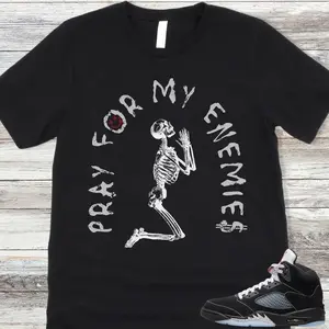 Unisex T-shirt to match Jordan 5 Black Metallic AJ5 Reimagined - Pray for my Enemies. 100% Cotton for Casual Wear. Comfortable Summer Unisex T-Shirt to match Jordan Sneaker. Streetwear Style. urban outfitters