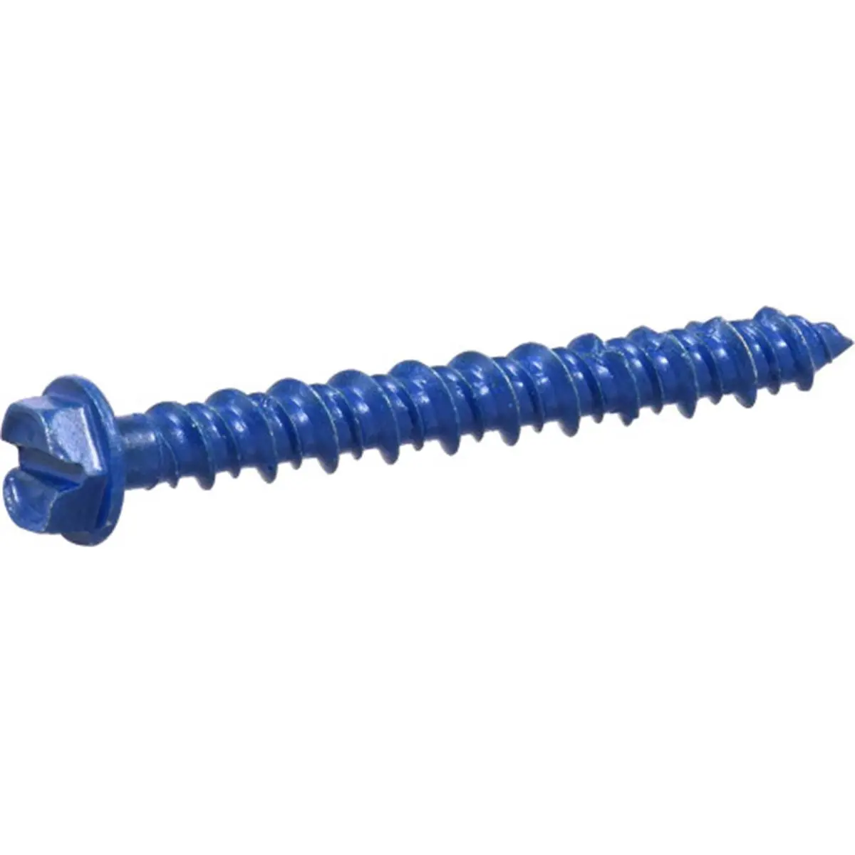 212 MAIN Tapper Concrete Screw Anchor (0.18x1.75 in) - Blue Slotted Hex Washer Head, Drill Bit, Chiseled Threads, Corrosion Protection, for Concrete/Brick, Window Fixes - 100 Count (375287)