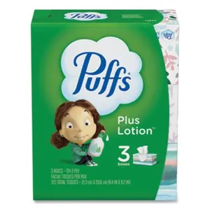 Puffs  2-Ply Puffs Plus Lotion Facial Tissue, White - Pack of 3
