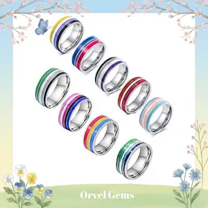 Enamel Rainbow Ring 8mm – LGBTQ+ Pride Band for Men & Women, Party, Daily Wear – Sizes 6-13 – Pride Jewelry, Rainbow Ring, LGBTQ+ Pride Symbol, Colorful Enamel Ring