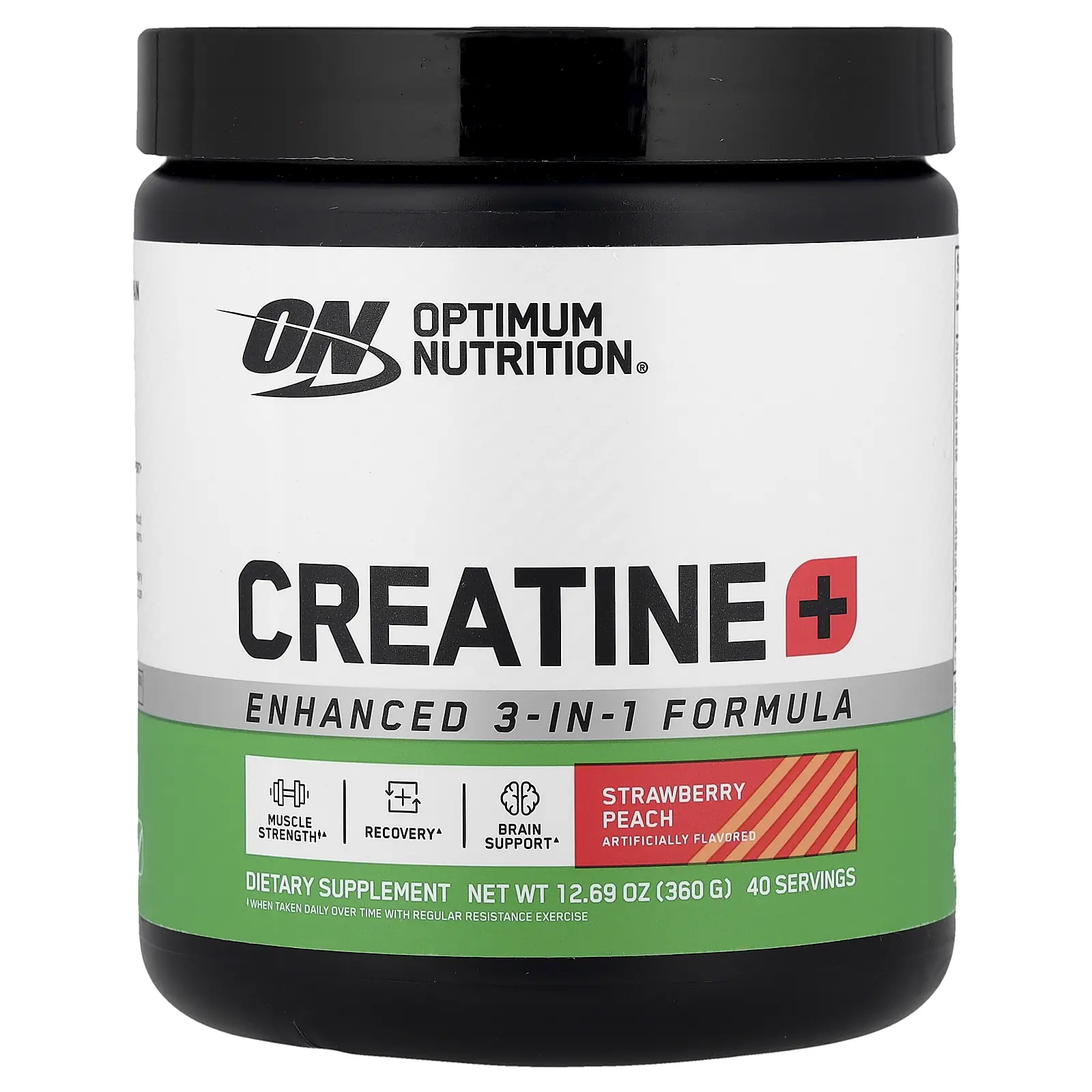 Optimum Nutrition Creatine+, Strawberry Peach, 12.69 oz (360 g)