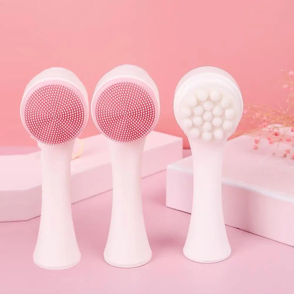 Double-Sided Silicone Face Brush, Multi-Purpose Soft Bristle Manual Foam Cleanser, Deep Pore Cleaning, Gentle Facial Massager for All Skin Types