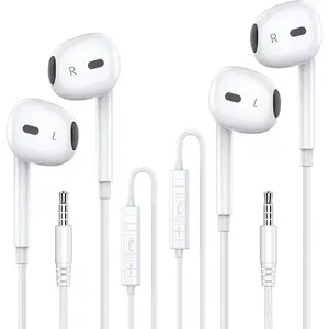 in Ear Headphones, Half in Ear Headphones with Mic Built in Volume Control Suitable for IPad, Android, MP3,   3.5mm Audio Devices