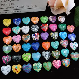 50pcs Exciting Multi-color Heart-shaped Turquoise Stone,Jade Artificial Gemstone, Love Heart Artificial Crystal Mini Stone, Perfect Gift For Crafters & DIY Enthusiasts, Yoga Meditation, DIY Jewelry Making And Home Decor