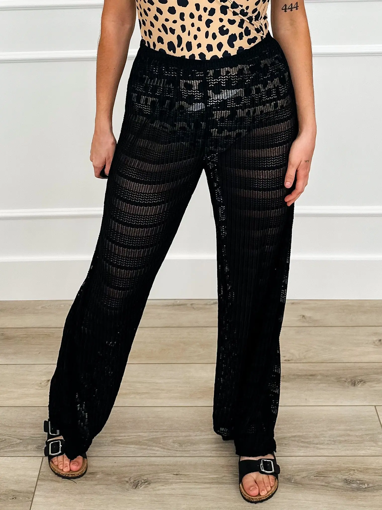 Women's Open-Knit Nylon Cover Up Pants - High-Rise, True-To-Size, Very Stretchy, Fitted Waist, See-Through, Effortless Flow Beach-Ready Bottoms, Breathable Stitch, High Waist