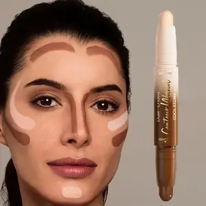 Double-Ended Contour Stick, Bronzing Sculpting Stick, Bronzer, Creamy Malleable Formula, Natural Sculpted Look, Perfect for Cheeks, Jawline, Nose Bridge, All Skin Types, Matte