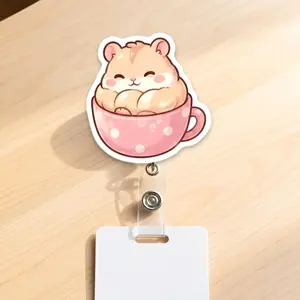 Cute Capybara Badge Reel Style 3 – Kawaii Acrylic Retractable ID Holder, Nurse Teacher Student Animal Lover Gift CTG