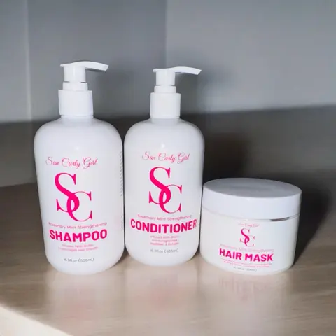 SC Hair Growth Kit Rosemary Biotin & Mint Shampoo Conditioner & Hair Mask Set 3 Pieces for Nourishing Moisturizing & Detangling