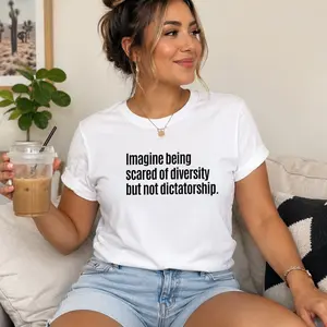 Social Statement Cotton Tee, Casual Activist Top, Bold Political Quote Wear  ,drama print tee