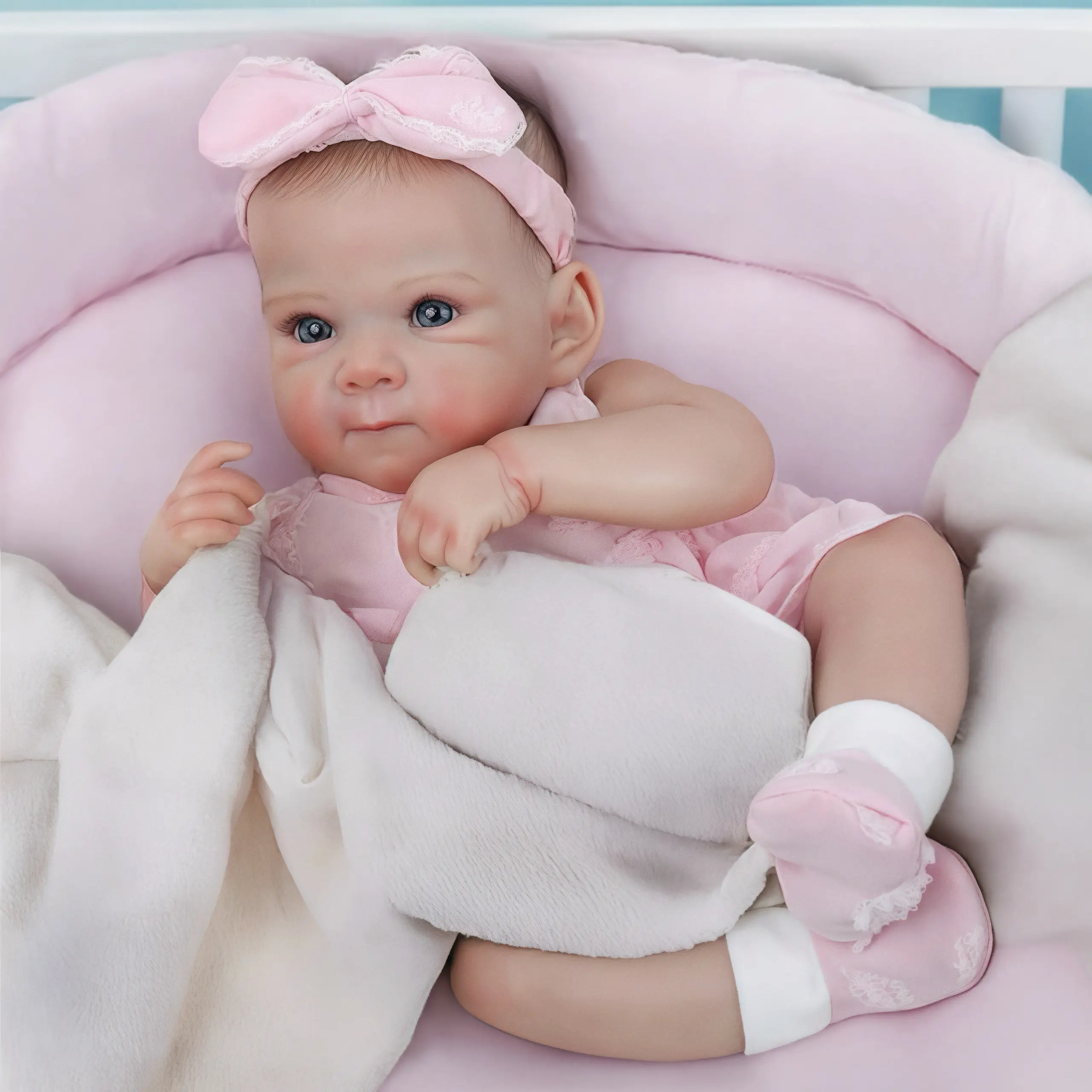 DRIMSY 18in Realistic Reborn Baby Doll, Lifelike Newborn Girl with Soft Full Vinyl Body & Cute Accessories, Rebornbabydoll for 3+ Years Old Kids Gifts