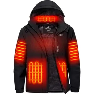 Heated Jackets for Men Fur Lining with 18400mAh Battery Pack Charger included Rechargeable Waterproof for Hunting Work