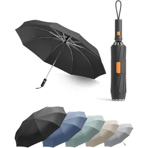 Windproof Travel Umbrella for Rain, Withstand 85MPH Winds, 52 Inch Reverse Folding Umbrella, Inverted Design Keeps Wet Surface Inside, Auto-Close, for Travel, Women, Men, Fits Backpack & Cars