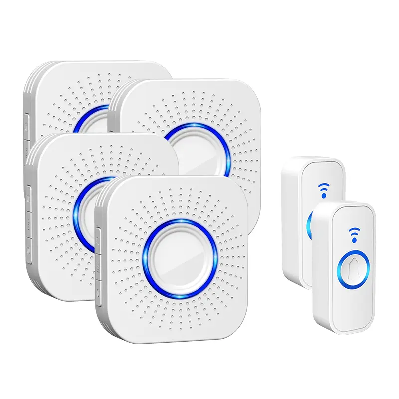 Wireless Battery-Powered Doorbell Kit Set - Home Security System, Smart Home Gadgets, 1000ft Range, 110dB, 5 Volume Levels, 32 Chimes, Waterproof Mini, Mute Mode, Colorful LED Flashing, Safety Alert for Office & Hearing-Impaired, Mini Sized Products