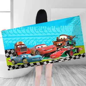 Racing Car Classic Character Print Beach Towel, Superfine Fiber Absorbent Bath Towel, Pool Party, Beach Vacation, Summer Outdoor Multi-Purpose Large Quick-Dry Towel