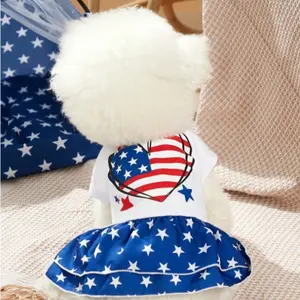 Independence Day Star Print Pet Dress Polyester for Dogs & Cats, Suitable for All Sizes, Perfect for Festive Holidays, Home, Travel & Parties, Easy Maintenance