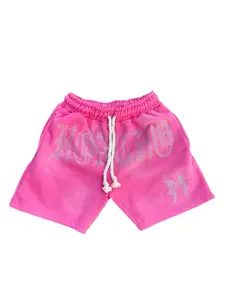 Pink Rhinestone Mesh Shorts