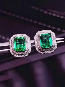 1 Pair Gorgeous Green Cubic Zirconia Stud Earrings For Women For Wedding Engagement Anniversary Party Jewelry Valentine's Day Gift High Quality Earrings