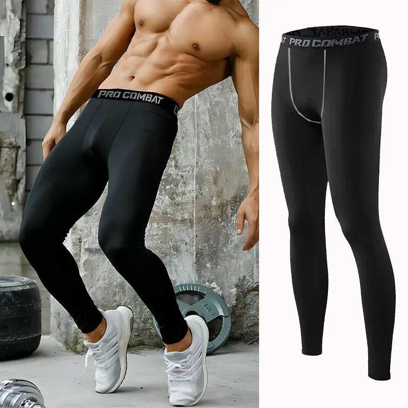 Men's Compression Tights with Graphic Print, Athleisure Tight Fit Base Layer for Gym and Running Workouts, Athleisure Fitness Bottoms, Fitness Tight Fit