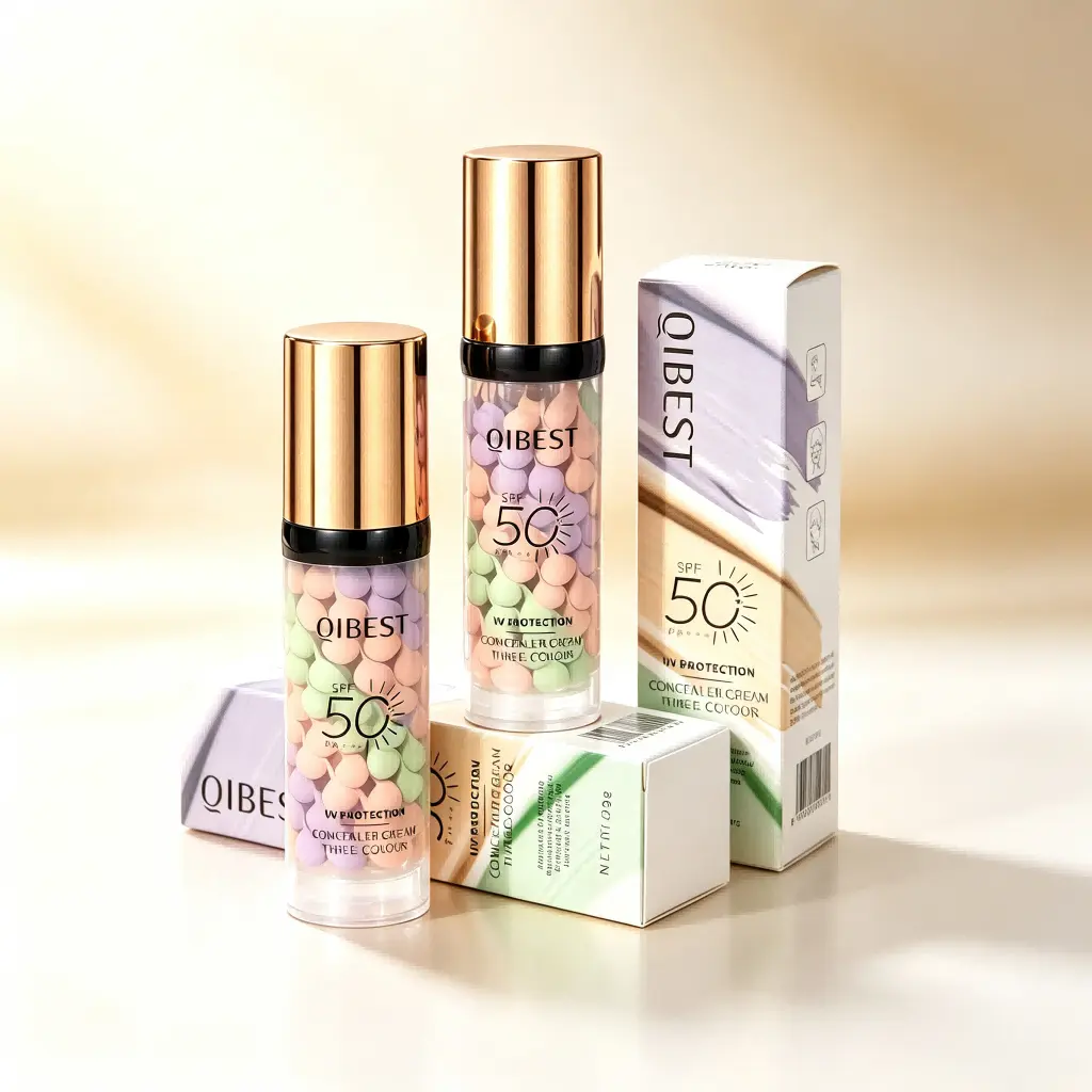 3-in-1 Color Correcting Facial Serum,Moisturizing Primer, , SPF 50 PA++ +Brightening Primer for Even Skin Tone, OilControl & Refreshing, Purple, Pink & GreenTones