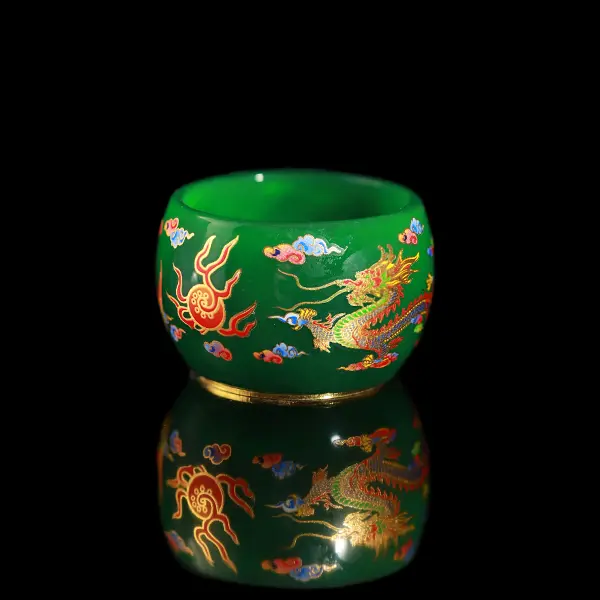 Imperial Green Cloisonné Dragon & Phoenix Jianzhan Tea cup | 24K Gold Accent Luxury Vessel,Chinese culture,High-temperature firing,Handcrafted ceramic cup,Wine Glass, Kung Fu Cup,Drinkware
