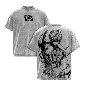 Jin Enjoji - Jiji Dandadan Anime Double Printed Vintage Washed Tee Unisex Oversize Anime Manga Design Heavyweight Cotton T-Shirt, Ideal Gift for Anime Fans and Lovers