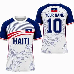 Custom Haiti Soccer Jersey, White Blue  Personalized Name & Number Jersey Gifts for Fans