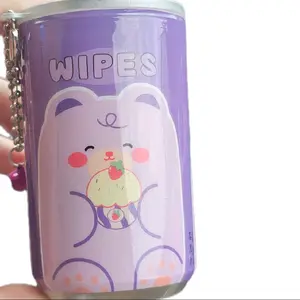 Cute Can Keychain Filled with Wipes -  Design with Adorable  Graphic & Accents.