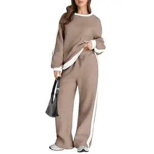 Women’s Two-Piece Color-Block Sweatpants Tracksuit Loungewear Matching Set
