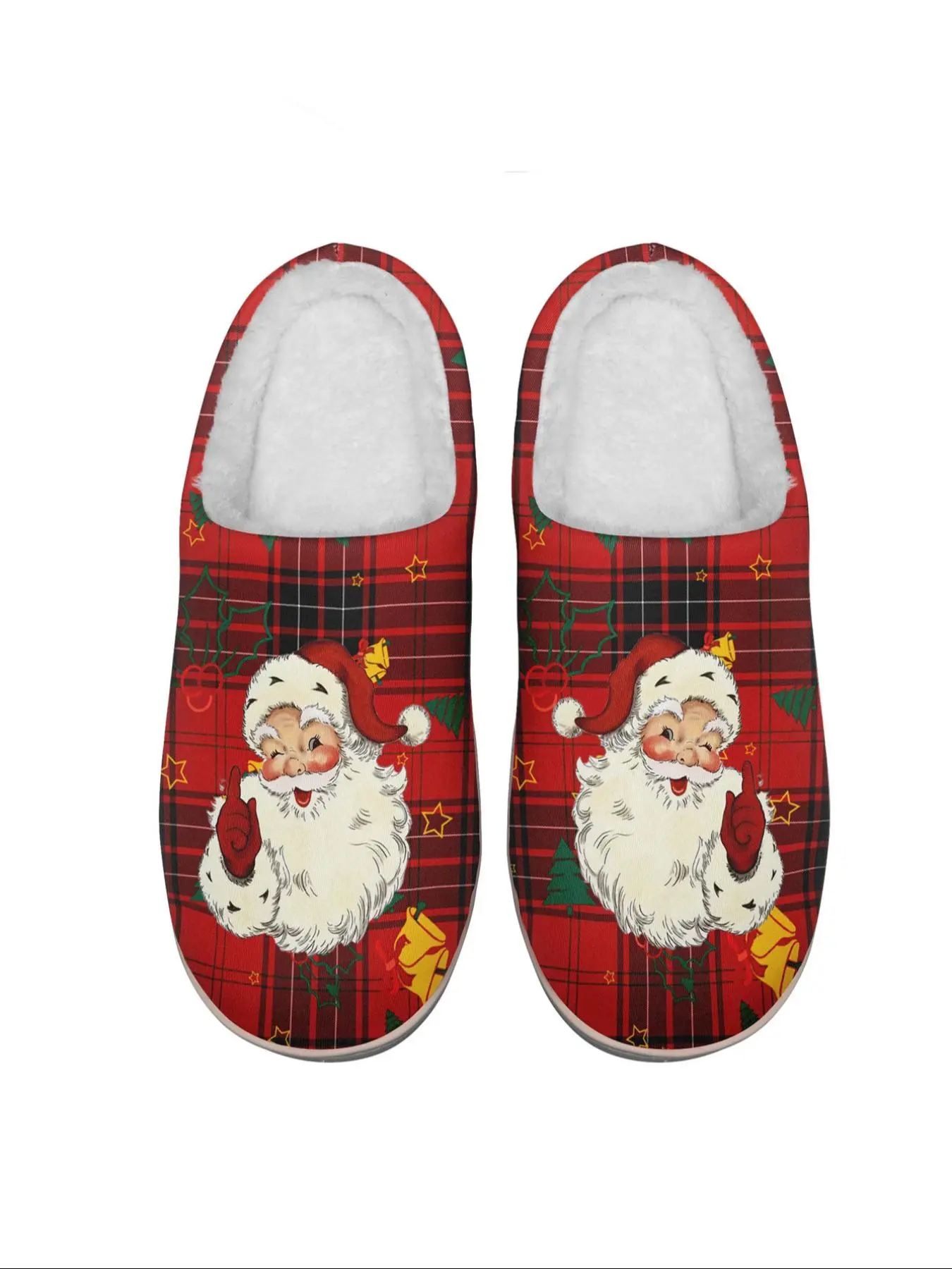 Women's Cute Santa Claus Print Slippers, Casual Soft Comfortable Home Slippers, Warm Slippers for Indoor & Outdoor Use for Fall & Winter