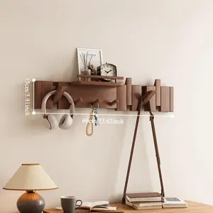 1pc, Multi-functional Key-Shaped Coat Hook - Entryway Shelf, Suitable for Entry Foyers, Entryways, Cloakrooms, and Other Spaces, Made of Solid Wood, Can Hang Clothes, Hats, and Other Items, Foyer Decor, Mudroom Organizer, Modern Wall Hook