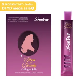 LeeFar Sleep & Beauty Collagen Jelly – 1800mg Bio-Peptides Collagen + Nighttime Blend | Magnesium Glycinate, L-Theanine, Hyaluronic Acid | Restful Sleep, Skin Elasticity & Hydration, Collagen Formation for Hair, Skin & Nails | Grape Flavor |15 Stick Packs