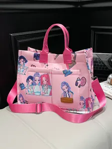 Women's Elegant Solid Color Tote Bag, Fashionable Large Capacity Multi-pocket Canvas Shoulder Bag, Lightweight Casual Tote Shoulder Messenger Bag, Fashionable Bags