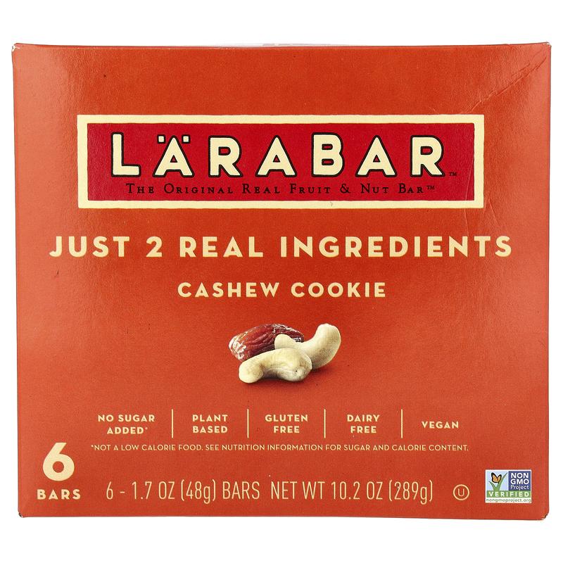 Larabar Real Fruit & Nut Bar, Cashew Cookie, 6 Bars, 1.7 oz (48 g) Each