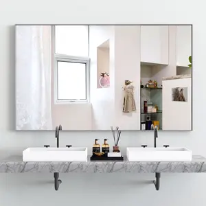 YYDS60*36" Oversized Modern Rectangle Bathroom Mirror with Silver Frame Decorative Large Wall Mirrors for Bathroom Living Room Bedroom Vertical or Horizontal Wall Mounted mirror with Aluminum Frame