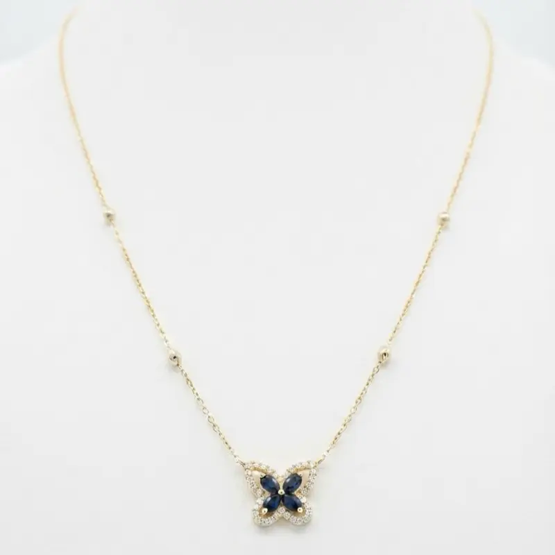 14K Gold Diamond Necklace, Elegant Fine Jewelry Necklace