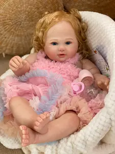 25-inch (63cm) lifelike rebirth doll, hand-implanted blonde curls, soft vinyl body and realistic details. Comes with comfort items, bottles and birth certificates. It is a perfect Christmas gift for children over 3 years old, and the doll clothes are cute