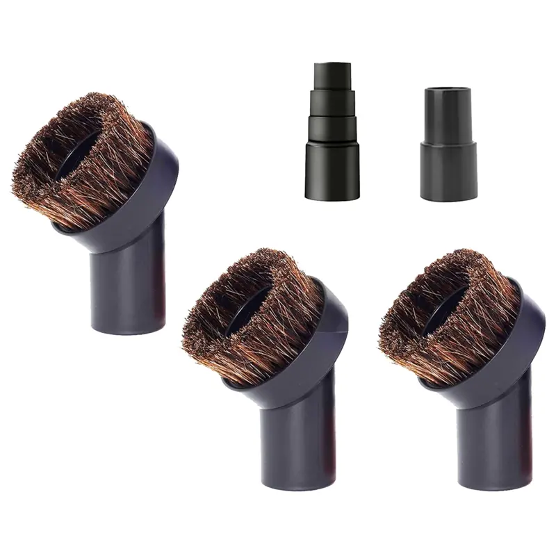 5-Piece Round Horsehair Vacuum Dust Brush Kit, Super Soft Attachments with 2 Hose Adapters, Converts 35mm (1-3/8") to 32mm (1-1/4"), 1 3/8-Inch To 1 1/4-Inch, Convert From 35Mm To 32Mm