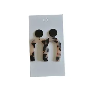 Tortoise Shell Resin Arch Earrings - Fashion Accessory