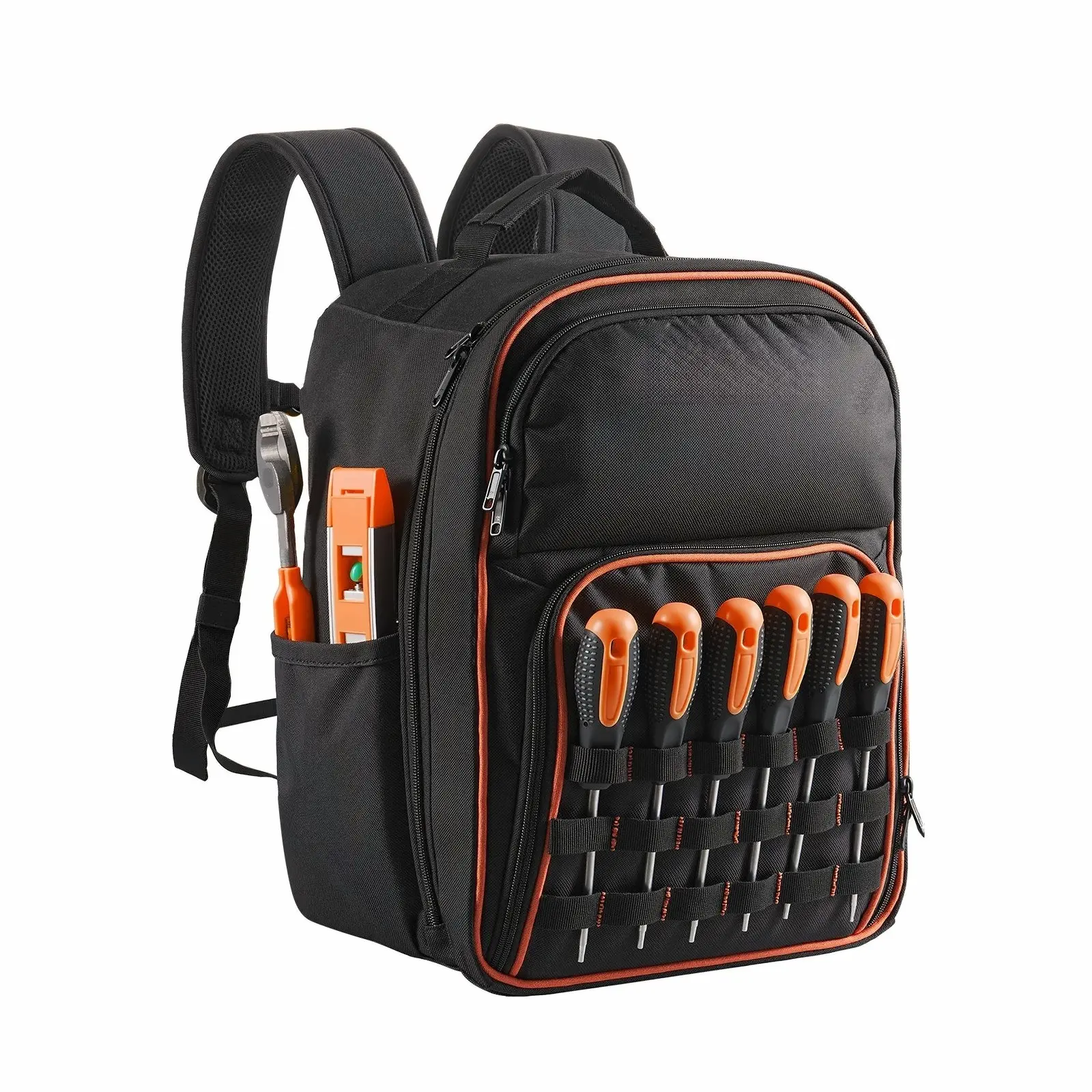 Tool Backpack 49 Pockets, Heavy Duty Electrician Backpack, Jobsite Tool Organizer with Laptop Compartment, Water Resistant Work Backpack for Repairman Default