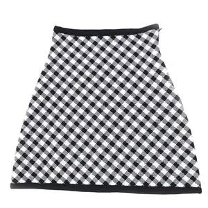 Pre-owned Dior Others Small Leather Goods Gingham Check Flare Skirt Black White 38