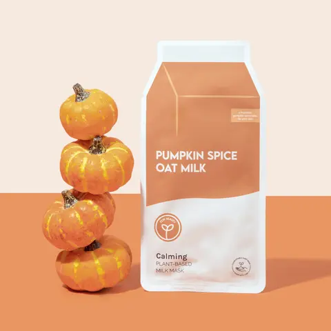 [ESW Beauty] | Pumpkin Spice Oat Milk Calming Plant-Based Milk Face Mask | Hydrating & Soothing Korean Sheet Mask | Pumpkin, Oat, Hyaluronic Acid & Cica | Vegan K-Beauty Skincare