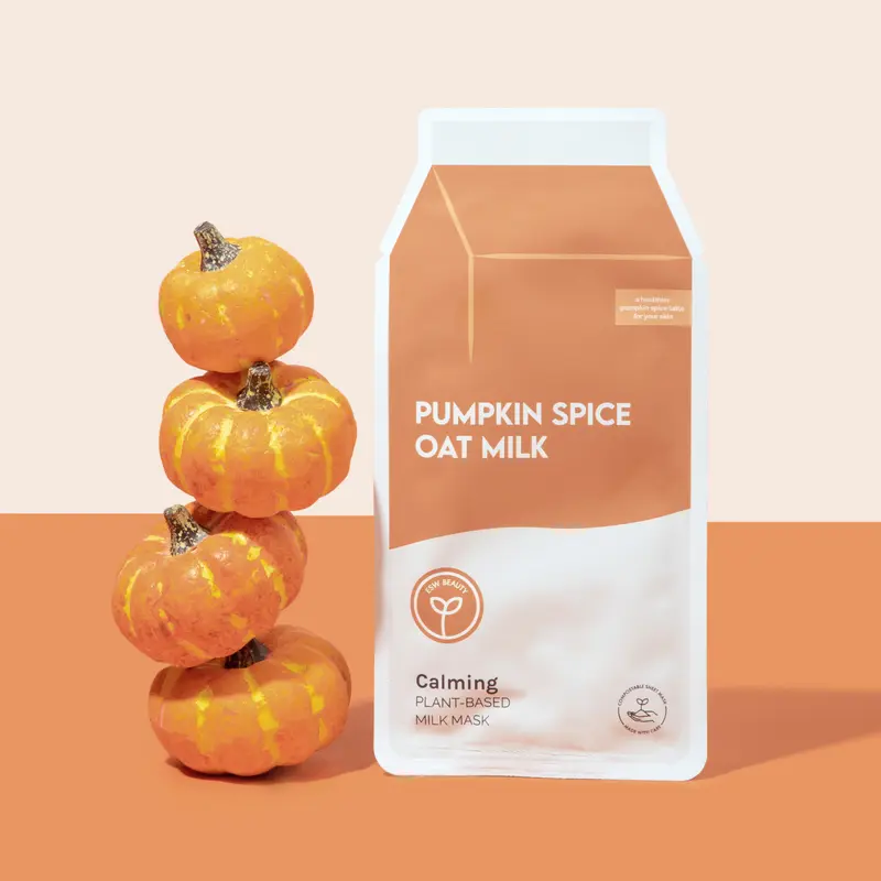 [ESW Beauty] | Pumpkin Spice Oat Milk Calming Plant-Based Milk Face Mask | Hydrating & Soothing Korean Sheet Mask | Pumpkin, Oat, Hyaluronic Acid & Cica | Vegan K-Beauty Skincare