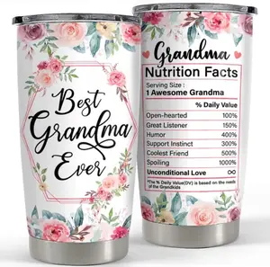 Grandma Tumbler 20oz Grandma Gift Nana Cup Stainless Steel Insulated Tumblers Coffee Travel Mug Best Grandma Gifts for Mothers Day Birthday Christmas